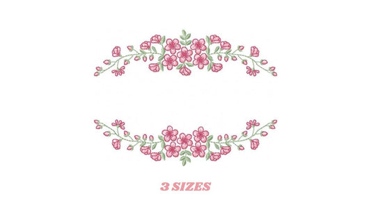 Monogram Frame with roses embroidery designs - Flower Laurel wreath machine embroidery pattern - Kitchen Towel file - Instant download jef