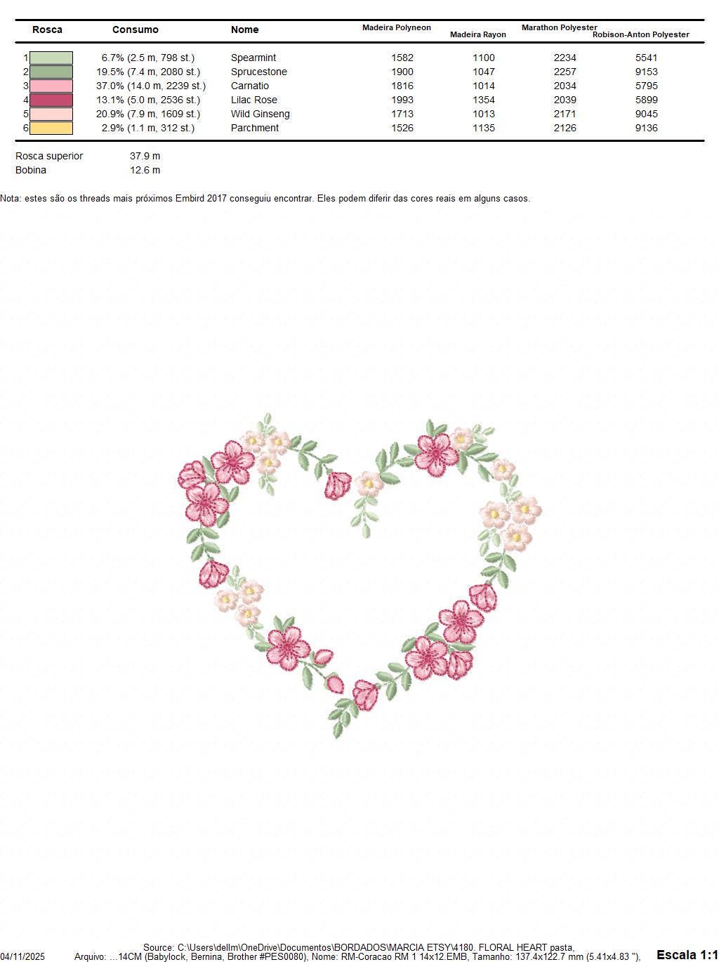 Heart with flowers embroidery designs - Flower heart frame machine embroidery pattern - Baby girl file - Instant digital download pes jef