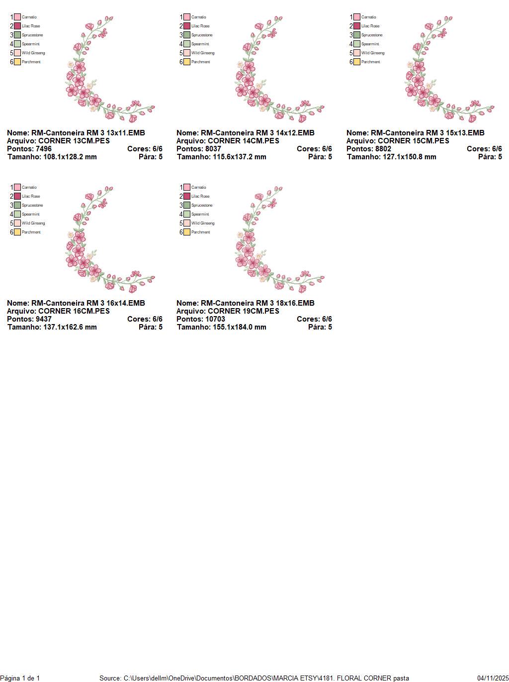 Roses Corner embroidery designs - Cherry Blossom Flowers machine embroidery pattern - Floral Frame file - Instant digital download pes jef