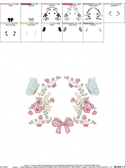 Flower with lace embroidery designs - Roses with butterfly machine pattern - Floral Kitchen Towel - Instant digital download pes jef dst hus