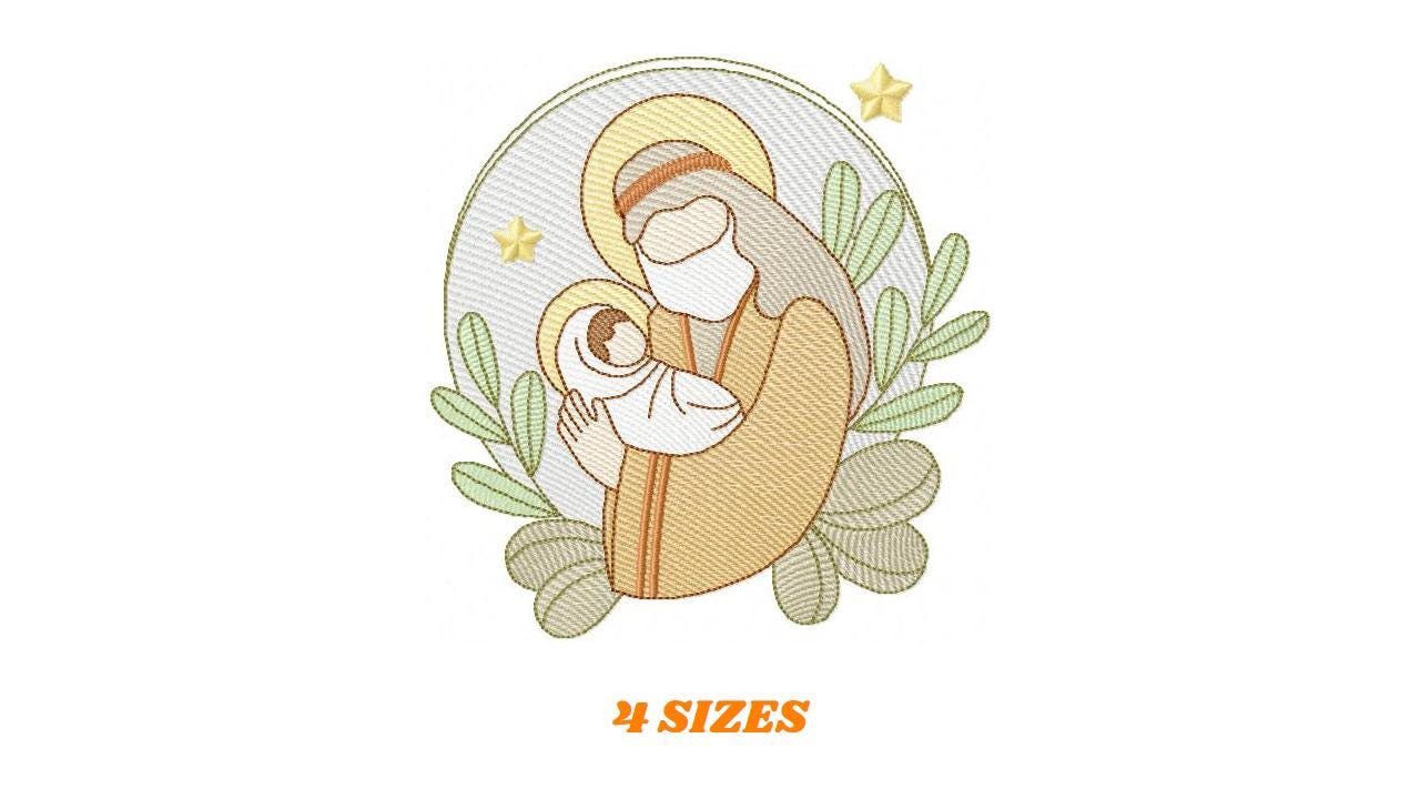 Holy Family embroidery designs - Father Joseph and Baby Jesus machine embroidery pattern - Catholic Religious file - Instant download pes