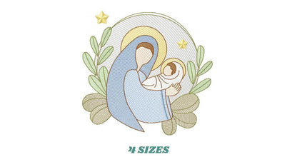 Holy Mary embroidery designs - Virgin Mary and Baby Jesus machine embroidery pattern - Catholic religious file - Instant digital download