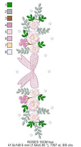 Monogram Frame with roses embroidery designs - Flower Laurel wreath machine embroidery pattern - Rose baby girl file - Instant download jef