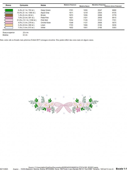Monogram Frame with roses embroidery designs - Flower Laurel wreath machine embroidery pattern - Rose baby girl file - Instant download jef