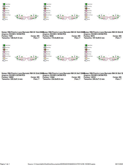 Monogram Frame with roses embroidery designs - Flower Laurel wreath machine embroidery pattern - Rose baby girl file - Instant download jef