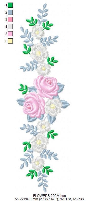 Flower line embroidery designs - Roses Divider machine embroidery pattern - Kitchen towel file - Instant download pes jef dst vp3 hus xxx