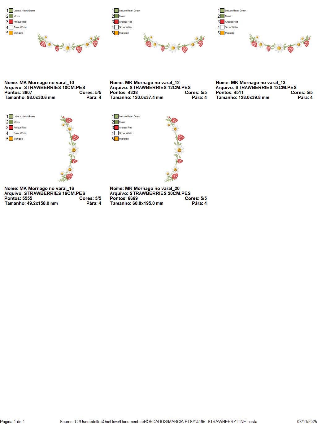 Daisies and Strawberries line embroidery designs - Flower Divider machine embroidery pattern - Floral Kitchen towel - Instant download pes