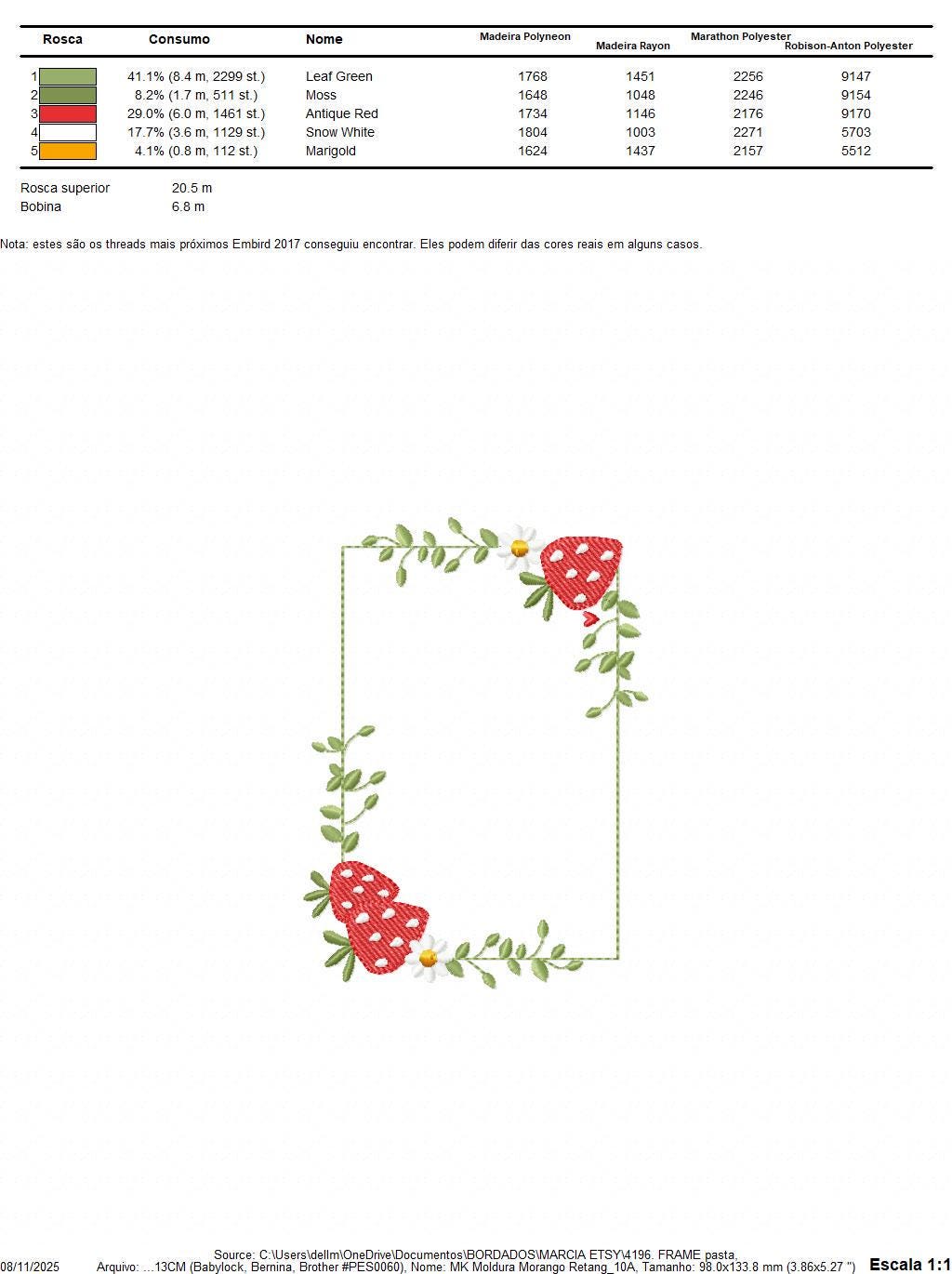 Monogram Frame with daisies and strawberries embroidery designs - Flower Square Frame machine pattern - Kitchen Towel - Instant download pes