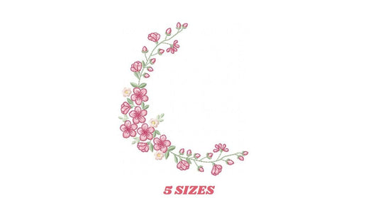 Roses Corner embroidery designs - Cherry Blossom Flowers machine embroidery pattern - Floral Frame file - Instant digital download pes jef