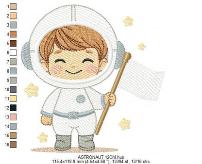Astronaut embroidery designs - Space Rocket Planet Stars machine embroidery pattern - Baby boy file - Instant digital download pes jef dst