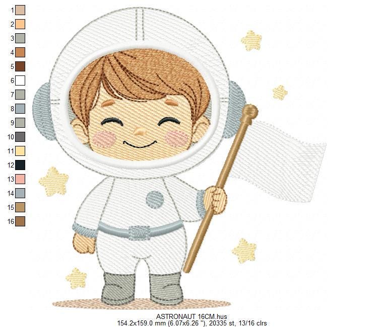 Astronaut embroidery designs - Space Rocket Planet Stars machine embroidery pattern - Baby boy file - Instant digital download pes jef dst