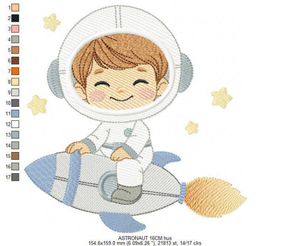 Astronaut embroidery designs - Space Rocket Planet Stars machine embroidery pattern - Baby boy file - Instant digital download pes jef dst