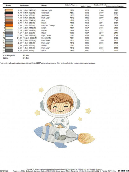 Astronaut embroidery designs - Space Rocket Planet Stars machine embroidery pattern - Baby boy file - Instant digital download pes jef dst