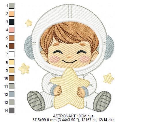 Astronaut embroidery designs - Space Rocket Planet Stars machine embroidery pattern - Baby boy file - Instant digital download pes jef dst