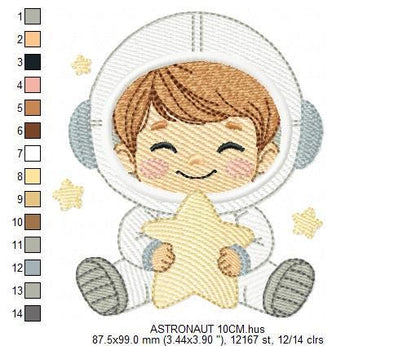 Astronaut embroidery designs - Space Rocket Planet Stars machine embroidery pattern - Baby boy file - Instant digital download pes jef dst