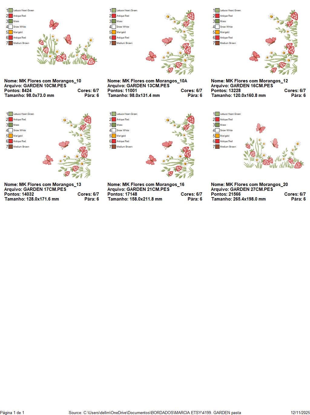 Flower garden embroidery design - Daisies with strawberries and butterflies machine pattern - Kitchen Tea Towel file - Instant download pes