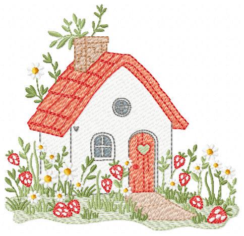 Fairytale Magical House embroidery designs - Fairy house with mushrooms and strawberries machine pattern - Baby girl file - Instant download