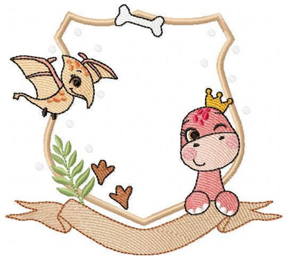 Dinosaur embroidery designs - Dino monogram frame machine embroidery pattern - Baby Girl and Boy file T rex - Instant download pes jef dst
