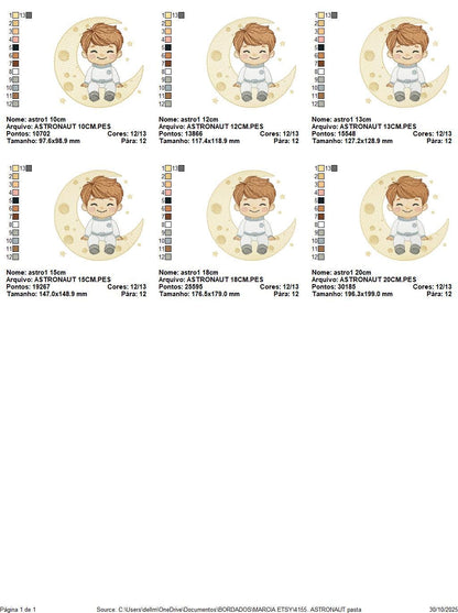 Astronaut embroidery designs - Space Planet Stars machine embroidery pattern - Baby boy in the moon file - Instant digital download pes jef