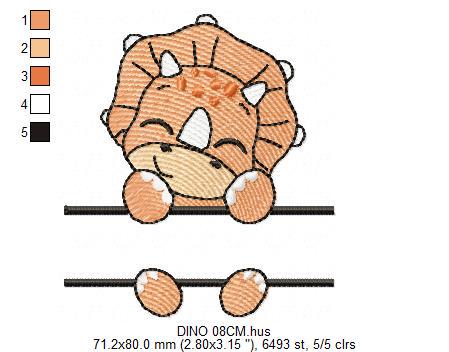 Dinosaur embroidery designs - Dino with split for name machine embroidery pattern - Baby Boy Triceratops file - Instant download pes jef dst