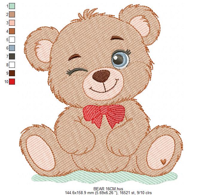 Teddy Bear embroidery designs - Baby boy with red bow tie machine embroidery pattern - Instant digital download pes jef dst hus vp3 exp xxx