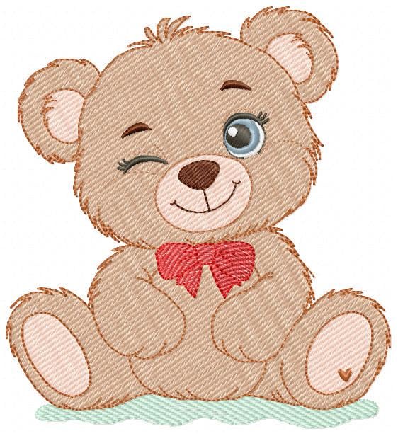 Teddy Bear embroidery designs - Baby boy with red bow tie machine embroidery pattern - Instant digital download pes jef dst hus vp3 exp xxx