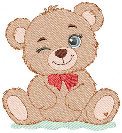Teddy Bear embroidery designs - Baby boy with red bow tie machine embroidery pattern - Instant digital download pes jef dst hus vp3 exp xxx