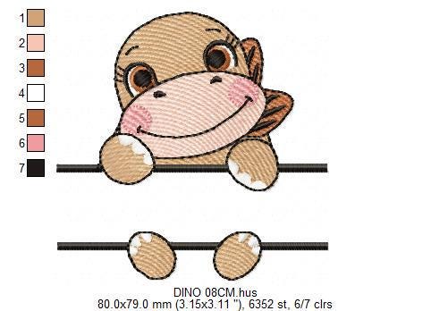 Baby Girl Dinosaur with frame for name embroidery designs - Split Dino machine embroidery pattern - Baby boy file - Instant download pes jef