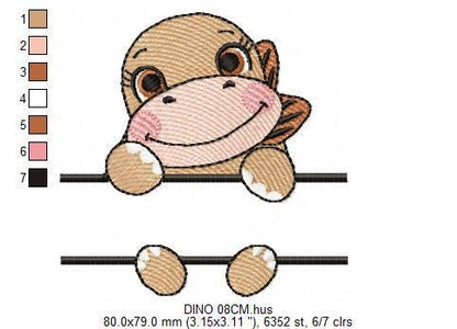 Baby Girl Dinosaur with frame for name embroidery designs - Split Dino machine embroidery pattern - Baby boy file - Instant download pes jef