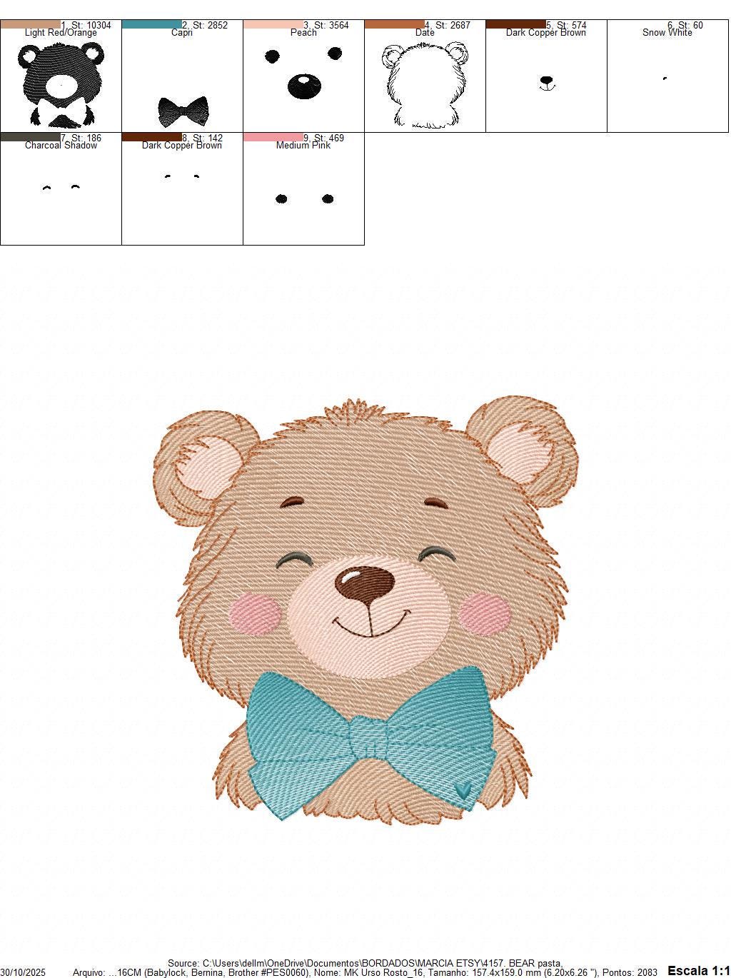 Teddy Bear embroidery designs - Happy Male bear with blue bow tie machine embroidery pattern - Baby boy children toy - Instant download pes