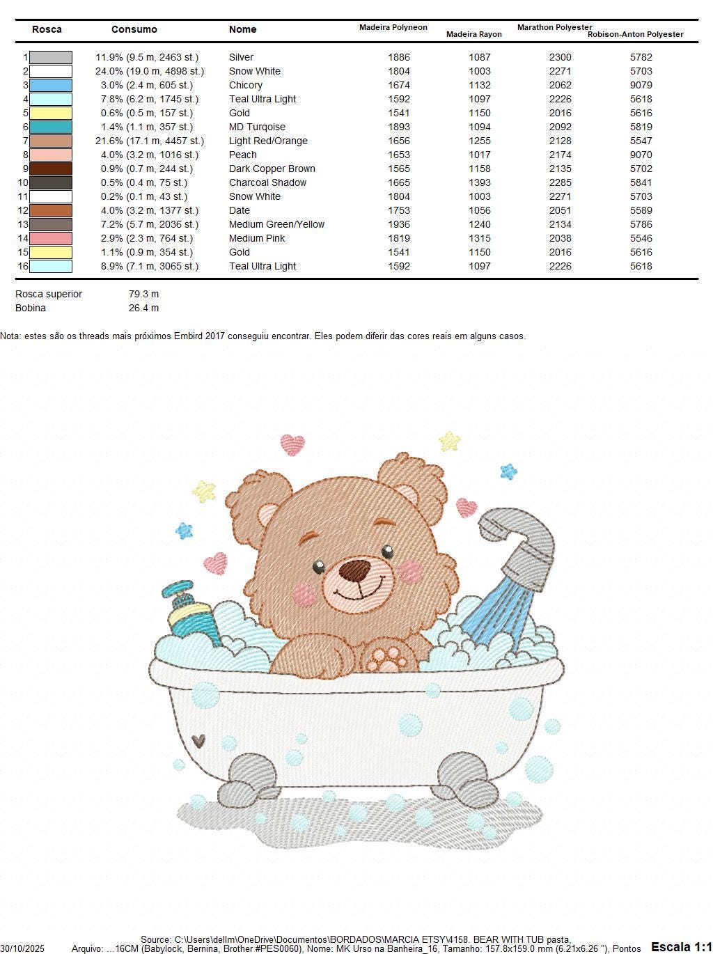 Teddy Bear Bathing embroidery designs - Male bear in bathtub machine embroidery pattern - Baby boy file - Instant digital download pes jef