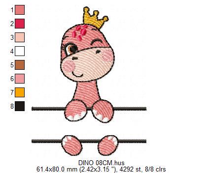 Baby Boy Dinosaur eith crown embroidery designs - Dino with split for name machine embroidery pattern - Instant digital download pes jef dst