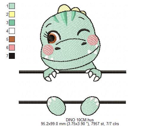 Dinosaur embroidery designs - Dino with split for name machine embroidery pattern - Baby Boy Tyrannosaurus file T rex - Instant download pes