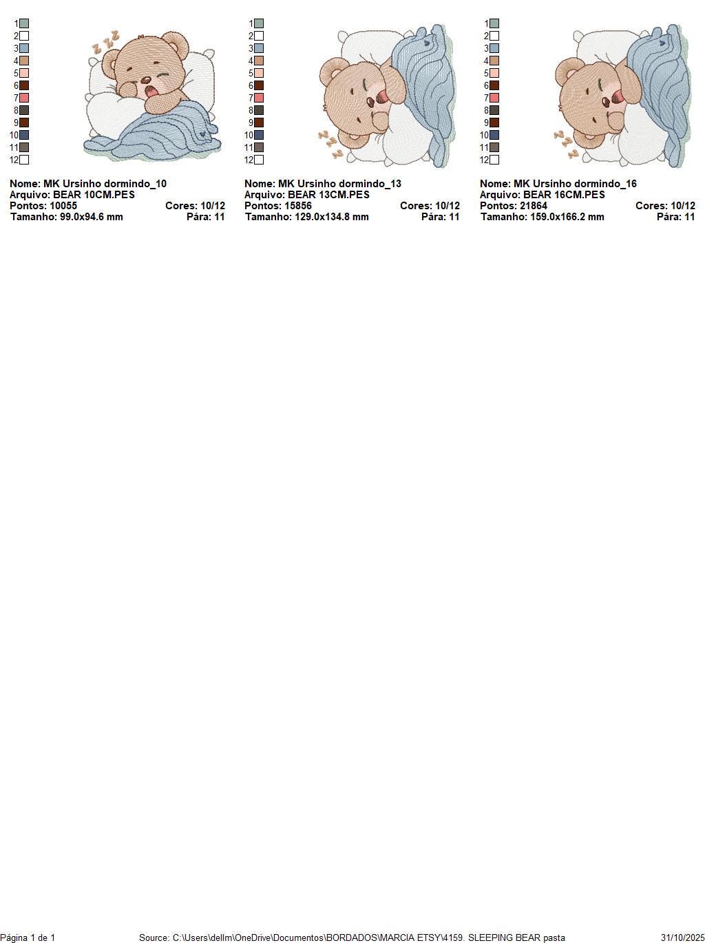 Sleeping Bear embroidery designs - Baby Boy Bear with pillow and blanket machine embroidery pattern - Instant digital download pes jef dst