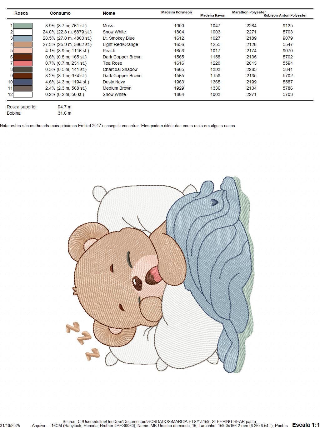 Sleeping Bear embroidery designs - Baby Boy Bear with pillow and blanket machine embroidery pattern - Instant digital download pes jef dst