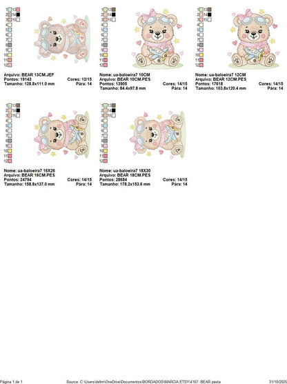 Pilot Bear embroidery designs - Baby Girl with airplane machine embroidery pattern - Pink Aviator Teddy bear file - Instant download pes jef