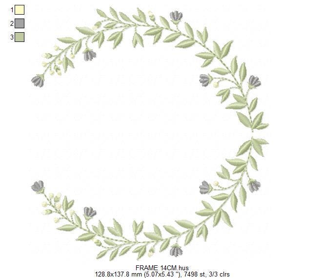 Laurel Garland Frame embroidery designs - Green Laurel Wreath machine embroidery pattern - Baby Monogram shape file - Instant download pes