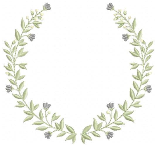 Laurel Garland Frame embroidery designs - Green Laurel Wreath machine embroidery pattern - Baby Monogram shape file - Instant download pes