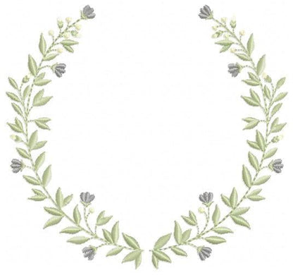 Laurel Garland Frame embroidery designs - Green Laurel Wreath machine embroidery pattern - Baby Monogram shape file - Instant download pes