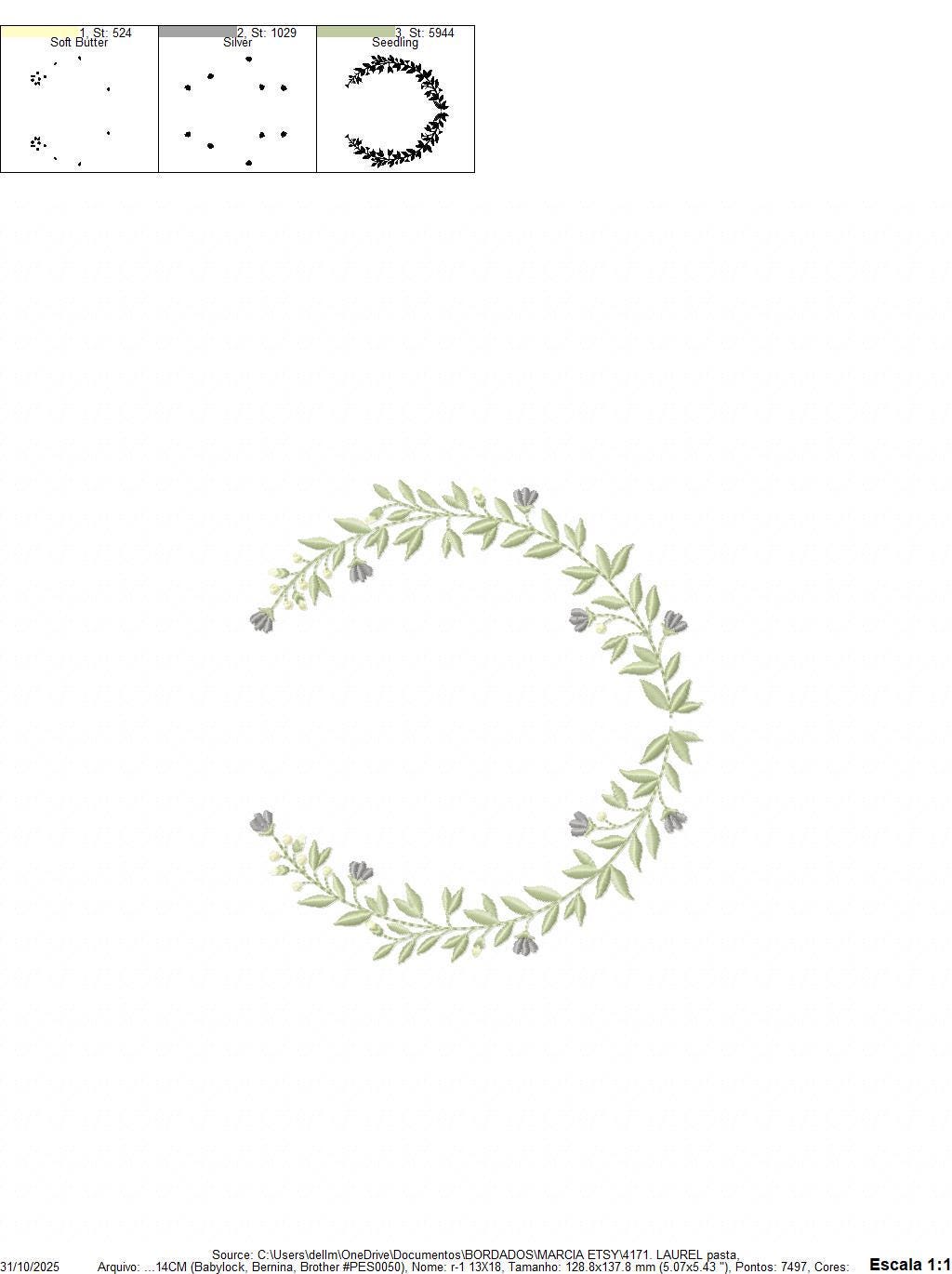Laurel Garland Frame embroidery designs - Green Laurel Wreath machine embroidery pattern - Baby Monogram shape file - Instant download pes
