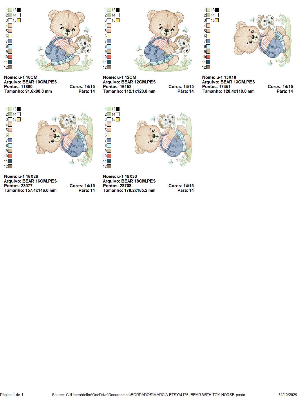 Male Bear with toy horse embroidery designs - Baby boy playing machine embroidery pattern - Instant digital download pes jef dst hus vp3 xxx
