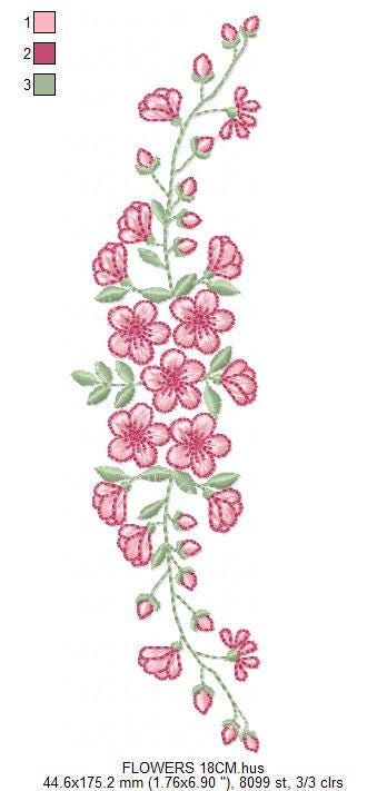 Roses embroidery designs - Flower Line Divider machine embroidery pattern - Kitchen Towel file - Instant digital download jef pes dst hus