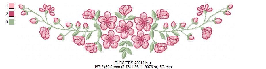 Roses embroidery designs - Flower Line Divider machine embroidery pattern - Kitchen Towel file - Instant digital download jef pes dst hus