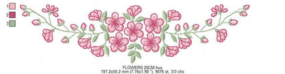 Roses embroidery designs - Flower Line Divider machine embroidery pattern - Kitchen Towel file - Instant digital download jef pes dst hus