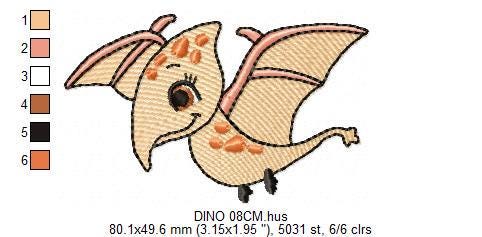 Dinosaur embroidery designs - Baby Boy Flying Dino machine embroidery pattern - Pterodactyl - Instant digital download pes jef dst hus vp3