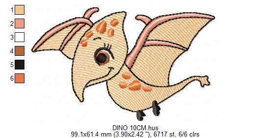 Dinosaur embroidery designs - Baby Boy Flying Dino machine embroidery pattern - Pterodactyl - Instant digital download pes jef dst hus vp3