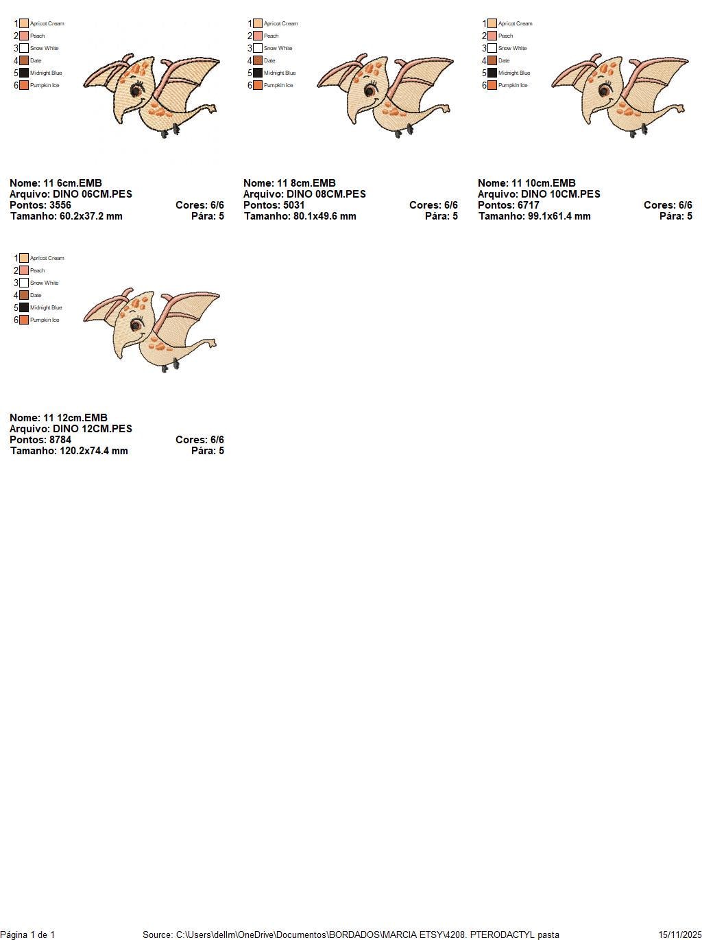 Dinosaur embroidery designs - Baby Boy Flying Dino machine embroidery pattern - Pterodactyl - Instant digital download pes jef dst hus vp3
