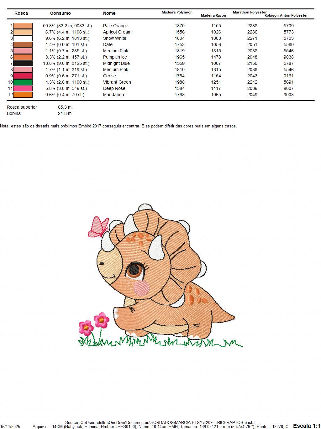 Dinosaur embroidery designs - Dino with butterfly machine embroidery pattern - Baby Boy Triceratops file - Instant download pes jef dst vp3