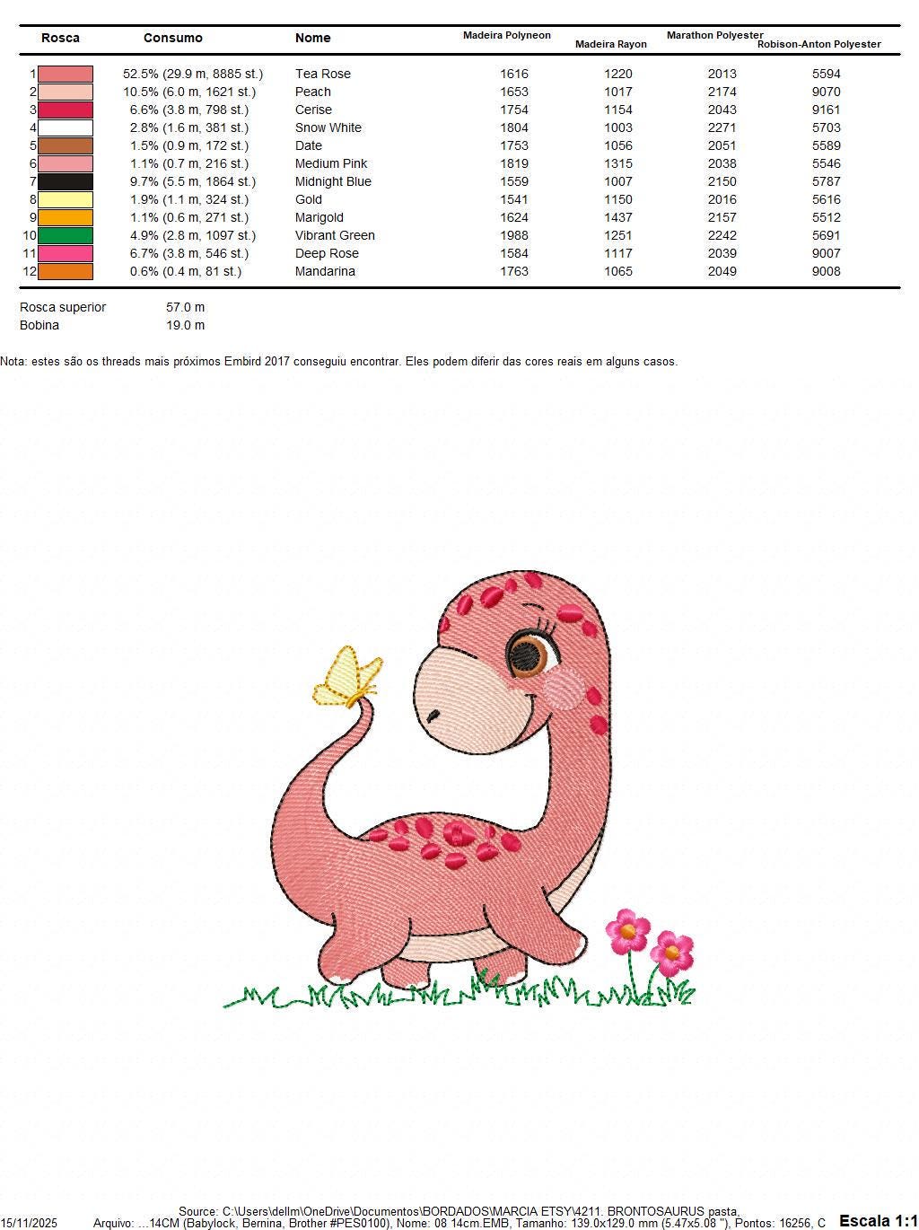 Dinosaur embroidery designs - Dino with flowers machine embroidery pattern - Baby boy file Brontosaurus - instant digital download pes jef