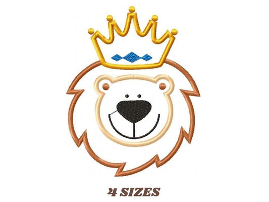 Lion embroidery designs - Lion King machine embroidery pattern - Baby boy Lion with crown applique - Instant digital download pes jef dst